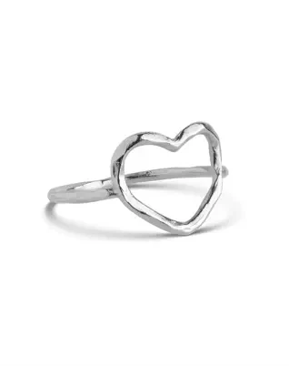 Organic Heart Ring - Sølvfarvet